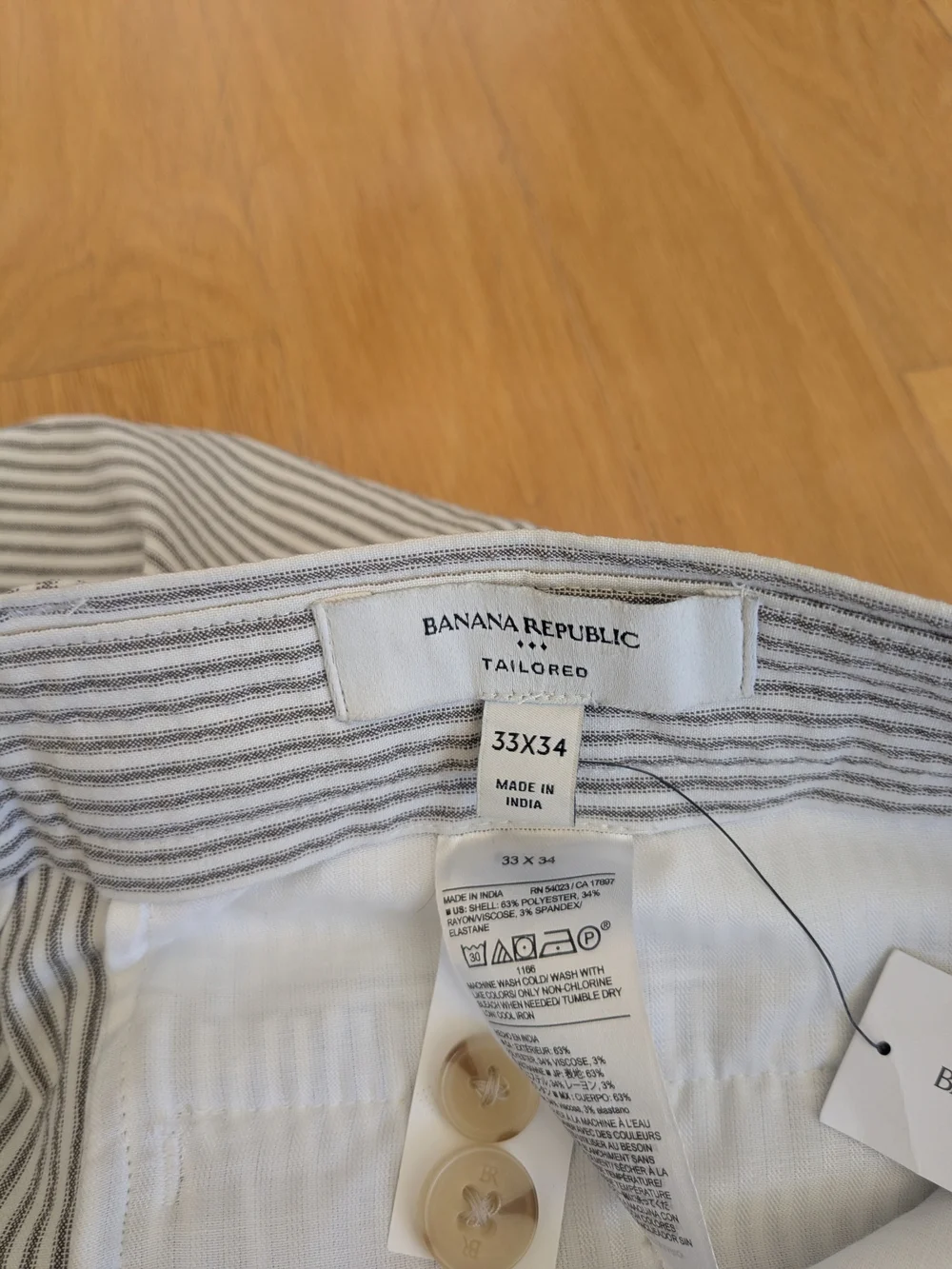 Banana Republic Tailored Men's Striped Cream & Black Dress Pants